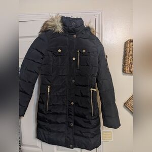 NWT MICHAEL KORS FAUX FUR TRIM HOODED PUFFER PARKA LONG JACKET SIZE PXXS